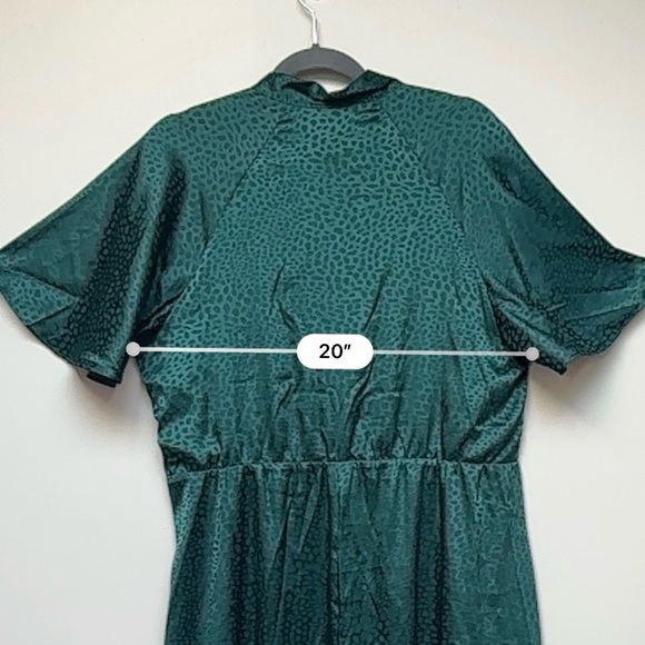 Julia Jordan Green Tie Neck Satin Midi Dress Size 14 - Picture 15 of 16